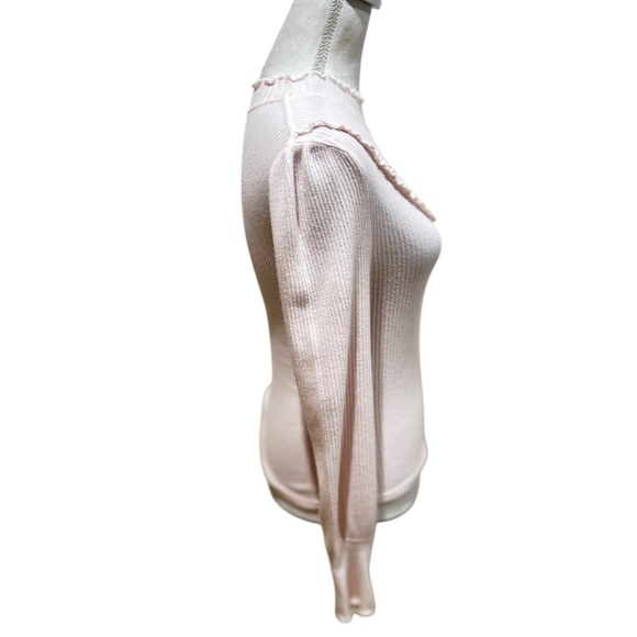 Free People ballet Pink Cowl Neck ribbed lightweight knit Sweater size xs - Picture 7 of 11